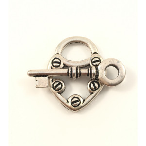 Toggle lock and key antique silver color